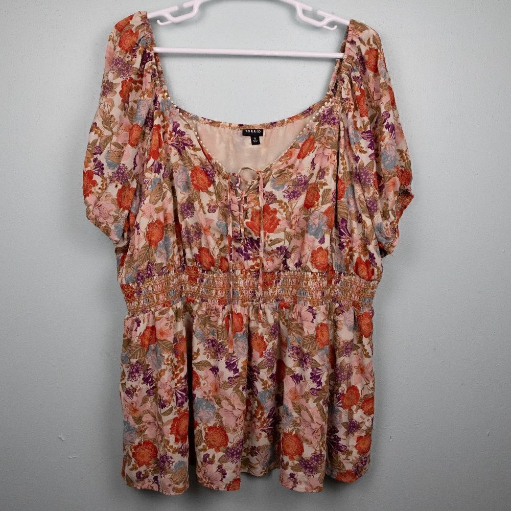 Torrid Georgette eyelet floral print top-5